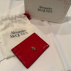 Alexander McQueen Quilted Leather Skull Card Holder RED